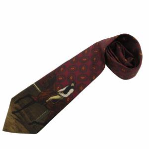 シルクネクタイ 馬モチーフ 総柄 赤系 レッド系 GY99 0818