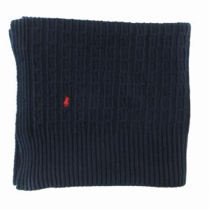RALPH LAUREN ポニー刺繍 マフラー ストール  ケーブル ニット ロゴ 紺 ネイビー
