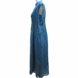 ADORE 美品 近年 シアーボイルワンピース ロング ノースリーブ プリーツ加工 ブルー 青 38 約Mサイズ 531-9140503