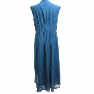 ADORE 美品 近年 シアーボイルワンピース ロング ノースリーブ プリーツ加工 ブルー 青 38 約Mサイズ 531-9140503