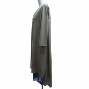 ADORE 美品 近年 ドレープスムースレイヤードワンピース 長袖 ロング ジャージ 青 ブルー ベージュ 36 Sサイズ 531-2140519