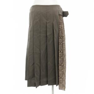 ADORE 美品 プリーツロングスカート アシンメトリー 総柄 パイソン柄 シアー シースルー ウール ロング丈 38 M グレー