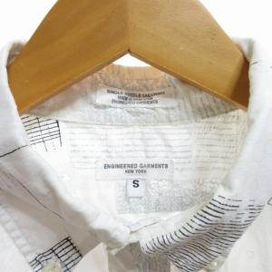 Engineered Garments カジュアルシャツ 半袖 BD プルオーバー USA製 総柄 白 ホワイト Sサイズ 0818