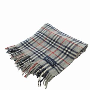 burberrys マフラー ストール ノバチェック ロゴ刺繍 ウール グレー