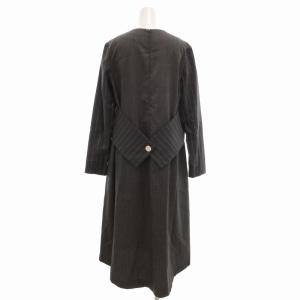 ADORE 美品 18年 Vネックワンピース マキシ ロング 長袖 キーネック 切り替え ストライプ 38 M グレー 8240018