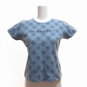 Tシャツ 半袖 カットソー ノバチェック ロゴプリント 青系 ブルー系 Mサイズ 0830