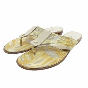 トングサンダル ビーチサンダル 型押し ボタニカル柄 ベージュ系 8 約25cm IBO52 1124