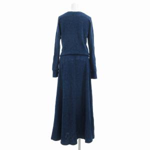POLO RALPH LAUREN 美品 フレアワンピース ロング マキシ丈 長袖 サーマル カットソー M インディゴブルー