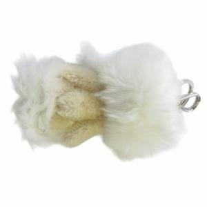 PRADA ホワイトベアーチャーム クマモチーフ キーホルダー キーリング バッグチャーム ぬいぐるみ ファー ベージュ ホワイト AA