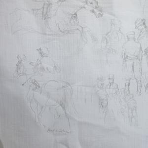 HERMES カレ90 Croquis Champs de Courses 競馬場のクロッキー 2007 スカーフ