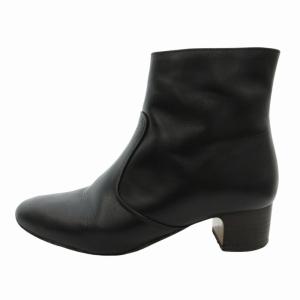 A.P.C. ショートブーツ レザーシューズ サイドジップ ヒール 38 24.5cm 黒 ブラック