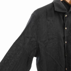 LUIGI BORRELLI NAPOLI リネンシャツ カジュアル 無地 長袖 XL 黒 ブラック