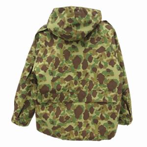 HOUSTON 美品 ミリタリージャケット ブルゾン 裏地ボア フード 迷彩柄 カモフラ柄 7080/9404 M-L 緑 グリーン 茶 ブラウン