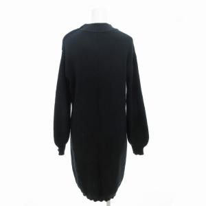 BLUE LABEL CRESTBRIDGE ニットワンピース セーター 金ボタン 長袖 ひざ丈 38 M 黒 ブラック