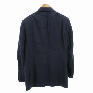 ETRO リネン シルク混 テーラードジャケット ブレザー シングル 2B 総裏 サイドベンツ 裏地ペイズリー柄 重ねボタン 紺×紫