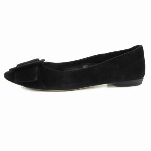 Sergio Rossi パンプス シューズ バックル ポインテッドトゥ ロゴ金具 37.5 24.5cm 黒 ブラック A86530