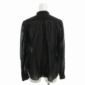 Drawer バンドカラーシャツ シアーブラウス シースルー 比翼 長袖 36 S 黒 ブラック