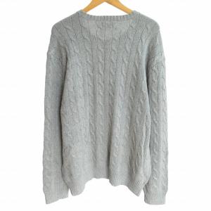 POLO RALPH LAUREN 美品 ケーブルニット セーター ロゴ 刺繍 ポニー 長袖 灰 グレー XXL 1016