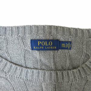 POLO RALPH LAUREN 美品 ケーブルニット セーター ロゴ 刺繍 ポニー 長袖 灰 グレー XXL 1016