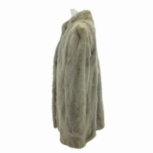 SAGA MINK フォックスファーコート ジャケット 銀サガ ビジュー 11 L グレージュ