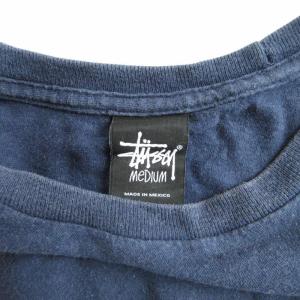 STUSSY N4 Tシャツ カットソー プリント 半袖 紺 ネイビー M 1105 GY09
