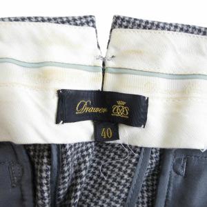 Drawer パンツ スラックス テーパード 千鳥格子 ジップフライ ウール 白 黒 ホワイト ブラック 40 約M 1110