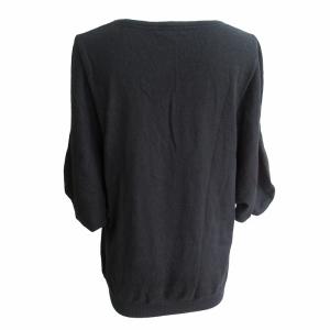 BURBERRY BLUE LABEL ニット カットソー セーター ロゴ 刺繍 半袖 コットン アンゴラ混 黒 ブラック 38 約M 1110 GY09