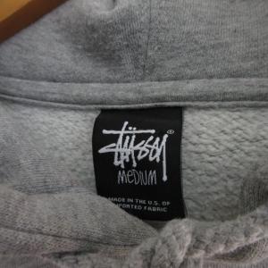 STUSSY USA製 スウェットパーカー フーディ 霜降りグレー  ストックロゴ ラスタカラー M GY09 1107