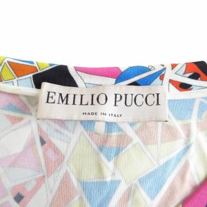 Emilio Pucci ワンピース コクーン 総柄 幾何学模様 ロング丈 長袖 イタリア製 マルチカラー I38 約S 1110