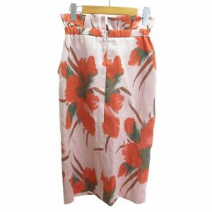 Diagram GRACE CONTINENTAL 美品 近年 ロングスカート 花柄 ジャガード リボンモチーフ ピンク オレンジ 36 約S 1111 GY09