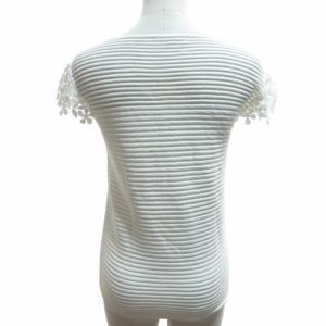 EPOCA 美品 ノースリーブニット セーター レースデザイン プリーツ シースルー 白 ホワイト 40 約Mサイズ M5N06-373-01