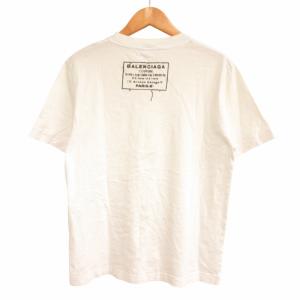 BALENCIAGA Tシャツ カットソー スタンプロゴ バックロゴ 半袖 白 ホワイト XS GY09 1113