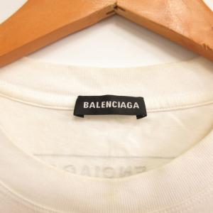 BALENCIAGA Tシャツ カットソー スタンプロゴ バックロゴ 半袖 白 ホワイト XS GY09 1113