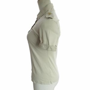 BURBERRY LONDON 美品 ポロシャツ カットソー エポレット ロゴ刺繍 ベージュ サイズ2 約M GY09 1112