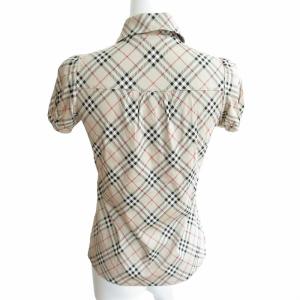 BURBERRY BLUE LABEL ポロシャツ カットソー ノバチェック 半袖 ベージュ 38 約M 1113 GY09