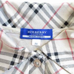 BURBERRY BLUE LABEL ポロシャツ カットソー ノバチェック 半袖 ベージュ 38 約M 1113 GY09