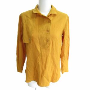 SPORTS ヴィンテージ 90s コートディテール ポロシャツ ロゴ 刺繍 長袖 黄 イエロー M 1117