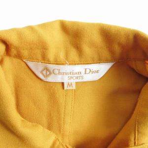 Christian Dior SPORTS ヴィンテージ 90s コートディテール ポロシャツ ロゴ 刺繍 長袖 黄 イエロー M 1117