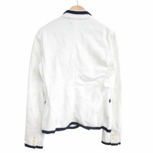 RALPH LAUREN スウェット地 テーラードジャケット ブレザー カレッジロゴ刺繍 パイピング 白 ホワイト 紺 S GY09 AA 1116