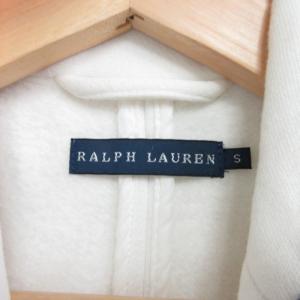 RALPH LAUREN スウェット地 テーラードジャケット ブレザー カレッジロゴ刺繍 パイピング 白 ホワイト 紺 S GY09 AA 1116