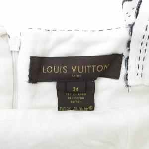 LOUIS VUITTON キャミワンピース ティアード 刺繍 リネン ひざ丈 フランス製 白 ホワイト 34 約XS 1125