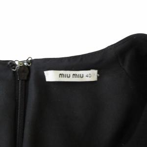 miumiu フレアワンピース ノースリーブ ひざ丈 イタリア製 黒 ブラック 40 約M 1125