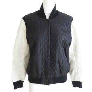 Maison Kitsuné キルティングブルゾン ボンバージャケット MA-1 ロゴワッペン 切り替え 黒 ブラック  Sサイズ 1124