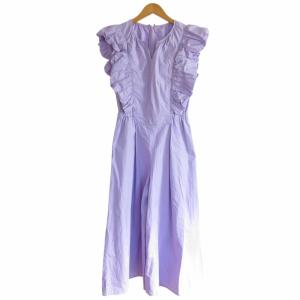 近年 ギャザードスリーブ オールインワン サロペット 02110551090 パープル M 1125