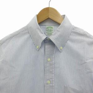 Brooks Brothers Makers 美品 オックスフォード ワイシャツ BD ボタンダウン ストライプ 長袖 15 1/2-34 S 白 ホワイト