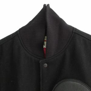 McGREGOR ヴィンテージ 90s ウール レザー 中綿スタジャン ブルゾン ジャケット ワッペン 切替 黒 ブラック Lサイズ MM13-8672