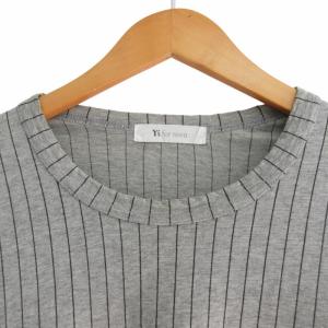 Y's for men 02SS Tシャツ カットソー ストライプ 切替 ドッキング 長袖 グレー 約Lサイズ ME-T53-028 IBO62 1206