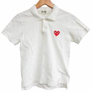 ポロシャツ ハート アップリケ 鹿の子 半袖 白 ホワイト Sサイズ AZ-T005 IBO62 1210
