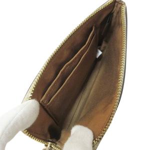 COACH PVC×レザー シグネチャー ポーチ B2091 小物入れ コーナー ジップ リストレット ストラップ付き ベージュ系 IBO62