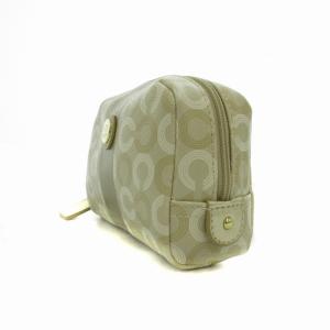 COACH マルチポーチ メイクポーチ ケース オプアート PVC ゴールド金具 ベージュ ゴールド色